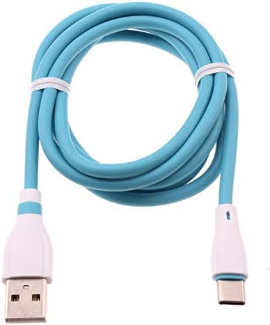 4ft USB -C Cabo azul do cabo do cabo de alimentação Tipo C Tipo -C Compatível com LG G Pad X II 10.1 - G6 - G7 ThinQ