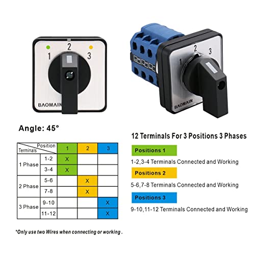 BAOMAIN CAM ROTÁRIO UNIVERSAL/interruptor de troca SZW26-20/123.3 660V 20A 3 Posição 12 Parafusos terminais