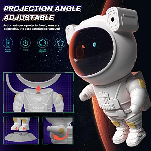 Projector de estrela do Astronaut Space Buddy - Galaxy Projector Night Light com remoto, 360 ° Ajustável e timer, Lâmpada