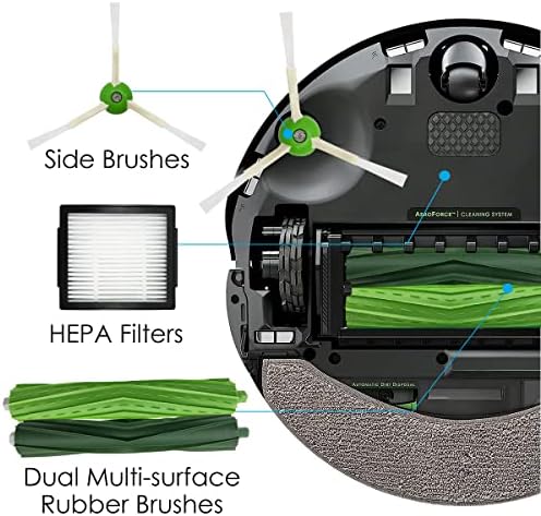 Acessórios de peças de reposição compatíveis para iRobot Roomba J7+ Combo A vácuo de limpeza, 1 Definir pincéis de borracha de superfície