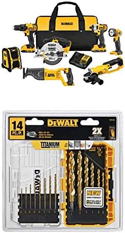 Kit combinante de combo max 20V de Dewalt, compacto 7 toolas com dewalt dwa2fts100 parada de fenda e conjunto de perfuração,