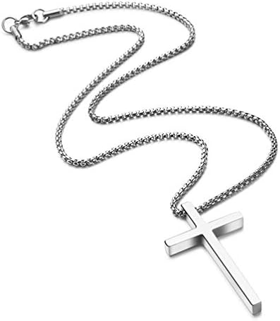 Colar de Ursteel Cross para homens, colar de pendente de aço inoxidável preto em ouro preto para homens, 16-30 polegadas de corrente