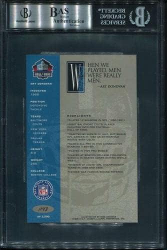 23 ART DONOVAN - 1998 Ron Mix Hof Platinum Auto Football Cards classificados BGS AUTO - BOODADES Autografada