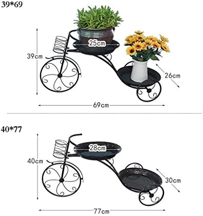 MKKM Plant Stand Bicycle Style Iron Frame Display Stand Design Branco para suas ervas, flores, plantas Sala de estar