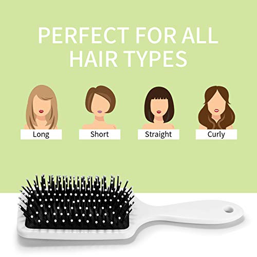 Escova de cabelo de detangler com cerdas de nylon macias para pêlos cachex e curiosos e seco e seco - variedade