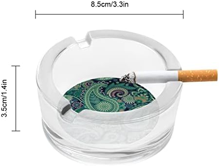 Green Paisley Glass Ashtrays Bandea de cinzas redonda Caso bonito do porto de cinzas para decoração de deck de escritório