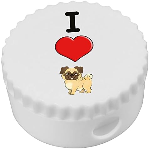 Azeeda 'I Love Pugs' Compact Pencil Sharpiner