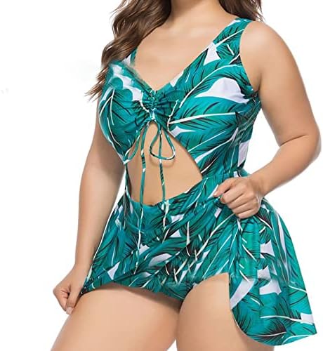 Jesilunmamy feminino estampa floral recortar vestido de natação renda up recortado tankini flowinius de maiôs plus