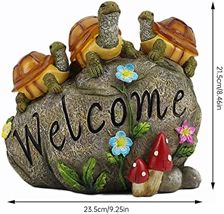 Estátua do jardim solar Tortoise Decoração ao ar livre com luz LED Miniatura ao ar livre de boas-vindas no estilo de estátua01