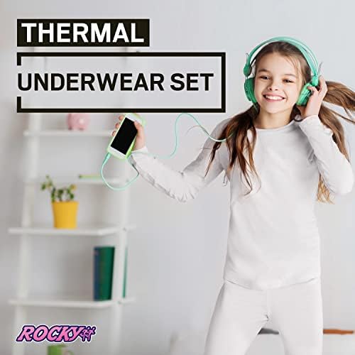 Roupa térmica rochosa para meninas camisa e calça, camada de base com leggings/fundos esqui/frio extremo