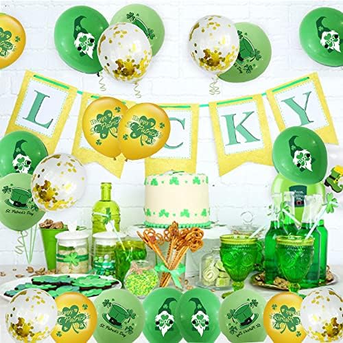 22PCS Decorações de balões do dia de St. Patrick, balões de confetes verdes para decorações do dia de São Patrício, suprimentos