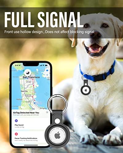 Airtag 4 Pack Leather Solter, Apple Air Tag Keychain, Airtags GPS Tracker Protective Case para colarinho de gato de cachorro,