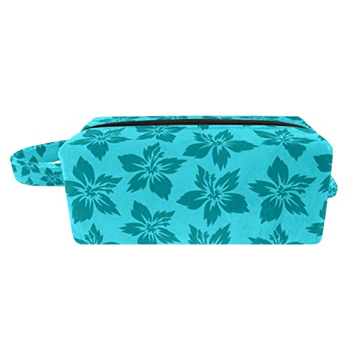 Bolsa de maquiagem Bolsa de bolsa de saco de higieness de flores de flores de surf azul bolsa organizadora com zíper e alça