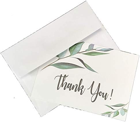 25 Cartões de agradecimento da vegetação com 25 envelopes para casamentos, compromissos, aniversário, chuveiro de bebê ou de noiva,