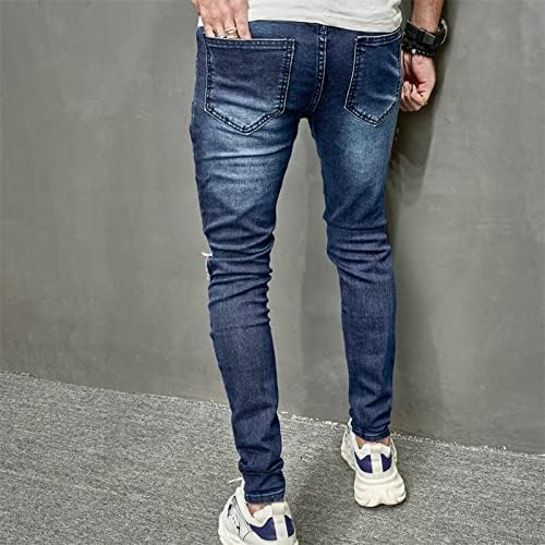 Roupas masculinas Casual Casual Cor clássico Estilo alto Huros drenagens Buraco pequeno Jeans de perna Memória garoto menino