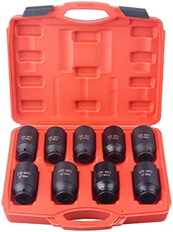 9 PCS Hub da porca do eixo Impacto 1/2 Drive Socket 29 30 31 32 33 34 35 36 38mm Socket Set