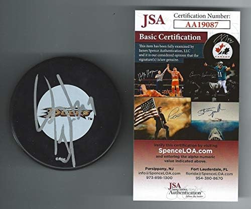 Scott Niedermayer assinou Anaheim Ducks Puck JSA AA19087 - Autografado NHL Pucks