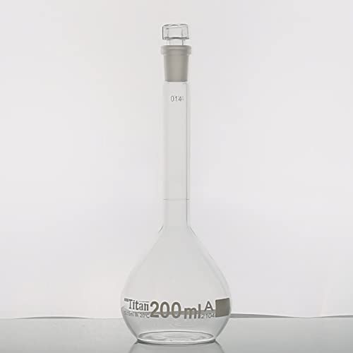 Balão volumétrico de adamas-beta 200ml com rolha de vidro, frascos volumétricos com área de marcação, classe A, vidro