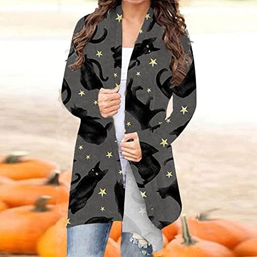 Tops for Women Front Front Front Tunic Blush Shawl Cardigan Halloween Novelty Print