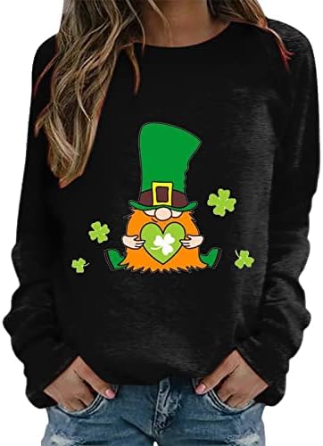 Yubnlvae Saint Patricks Day Blouse for Women Solid Color Comfort O pescoço Plus Size Gift Splicing camisetas