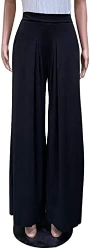 Calça feminina miashui petite calças fluidas casuais para mulheres calças de verão de pernas largas de cintura alta casual para mulheres
