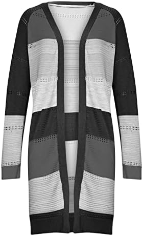 Long Cardigan Sweater Casat Moda Colorblock Longa Manga Longa Aberta Camisa da frente Tops Roupas de outono 2022 Jaquetas