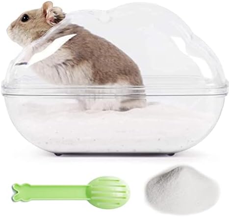 Pesnlo Hamster Pequeno Caixa de Banho de Banho de Banho de Banho de Banheiro com areia de banho e acessórios de