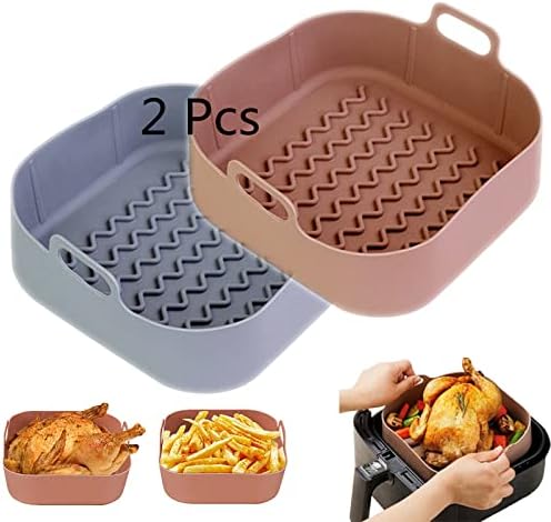2pcs Air Fryer Silicone Pot de 8 polegadas Silicone Air Fryer Liners Basket Food Safe Non Stick Air Fryr