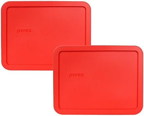 Pyrex 7211-PC RED 6 xícara de tampa de plástico retangular, feita nos EUA-2 pacote