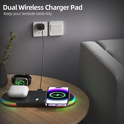 Carregador sem fio, Besky 15W Max Dual Wireless Charging Pad, iPhone 14 Plus/14 Pro/14/13 Pro Max/Pro/Mini/12, AirPods