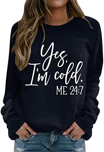 Balakie sim, eu sou um moletom fria feminino de manga longa letra casual letra impressa Crewneck Sweatshirt LOLH