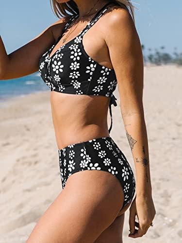 Cupshe feminina Lace Up Bikini Set Beach Praia Local de roupas de banho Roupa Ajusta ajustável