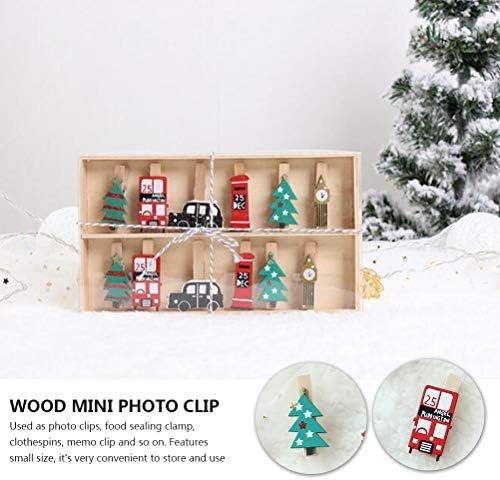 Soimiss 1 Set 12pcs Wood Christmas Elements Design Photo Photo Clips Memorando para uso doméstico