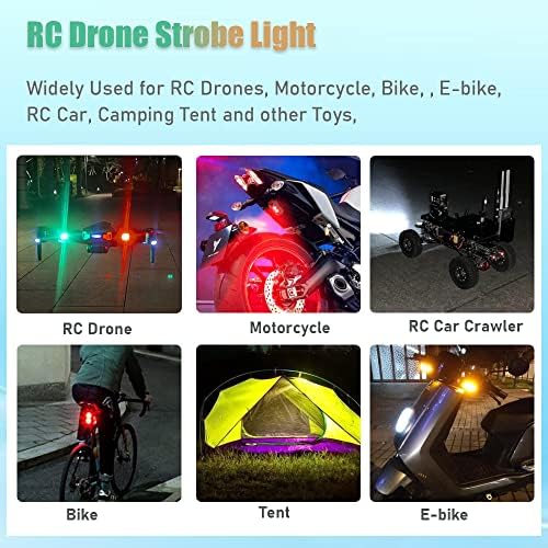 Drone Motorcycle LED Strobe Lights Acessórios, 4pcs 33 Modos Vibração Mini Luzes de emergência ativadas para veículo