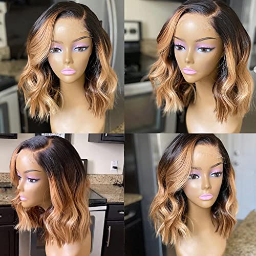 Aorbige renda frontal Human Wig ombre mel loira 1b/27 estilo de onda corporal colorido para mulheres negras transparentes hd