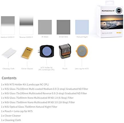 Kit Profissional Nisi M75 | Kit de suporte de filtro de 75 mm com 5 filtros e CPL da paisagem aprimorada | Fotografia de longa exposição