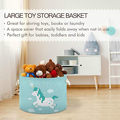 Luta de armazenamento de brinquedos de unicórnio para crianças cestas de brinquedos cães cesto redondo de lona organizador cesto