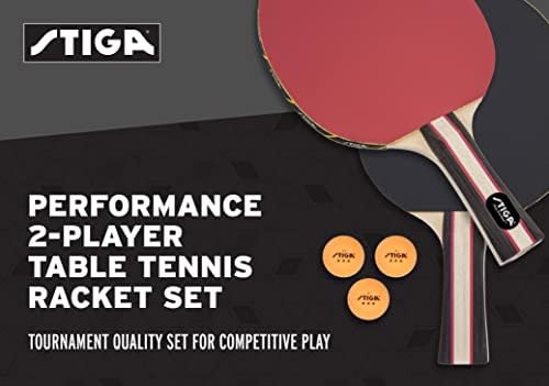Stiga Desempenho 2 Jogador Ping Pong Conjunto - 2 raquetes de tênis de mesa, 3 - 3 estrelas laranja bolas incluídas