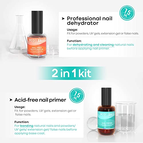 Modelones 3pcs 15ml Pregadas de unhas Desidratadas e primer de ligação com conjunto de óleo de cutícula