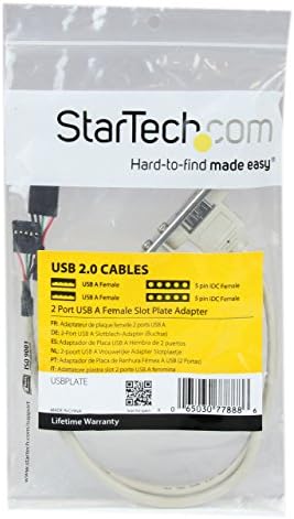 Startech.com 2 Porta USB Um adaptador de placa de slot feminino - painel USB - USB a 5 pinos em linha - USBPLATE