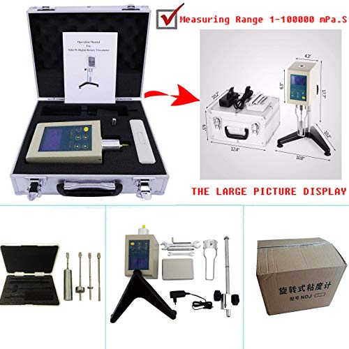 VTSYIQI LAB VISCOMETER VISCOSIDADE METENTE DE TESTENTES NDJ-5S Faixa de medição 1-100000 MPA.S com 4 rotores