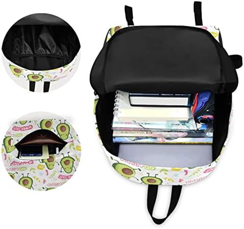 Zzwwr fofo abacate deixa o laptop de viagem floral Backpack Backpack Durável Bolsa de Computador Presente para Menino Mulheres Escola