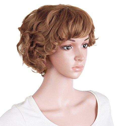 MAPOFBEAUTY 11,8 polegadas/30cm Mulheres especiais curtas Side Curly Bangs Fashion Wig