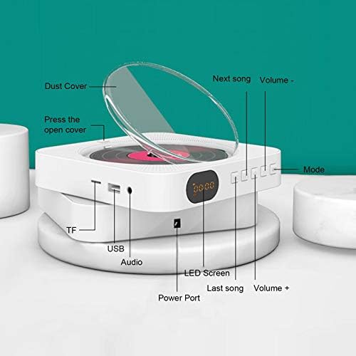 Docooler CD player portátil, cd reprodutor de cd cd wall com alto-falante com teto de 3,5 mm de 3,5 mm Jack e tela de LED, CD