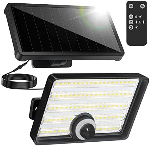 Luzes solares ao ar livre, 2000 lúmens 88 LED Sensor de movimento solar LED LUZES DE FLUNHAS DE INFORMAÇÃO COM REMOTO, LUZES