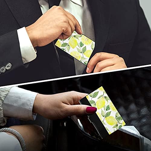 Lemon Watercolo Business Card Titular para homens do cartas de visita do homem Caso de cartões com cartão de crédito de cartão