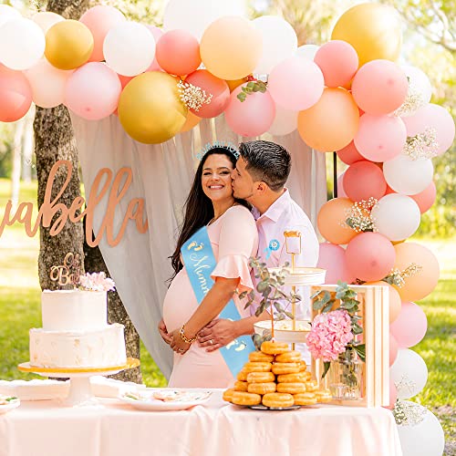 Aprie múmia para ser faixa para mulheres com faixa azul papai para ser um botão de pino de crachá Baby Shower Decoration