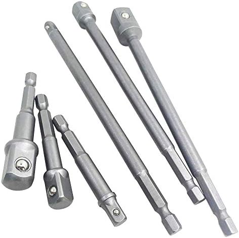 JF-XUAN 6 PCS HEX HAKK SOCKET BIT/extensão Conjunto de broca, driver de 1/4 de polegada, 3/8 polegadas e 1/2 polegada Power Drill