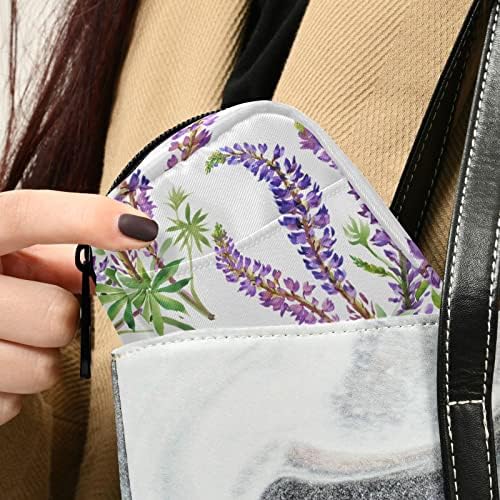 Juama Purple Meadow Flowers Casos de comprimidos Bolsa com zíper Saco de armazenamento portátil com bolsos fixos Organizador de garrafas