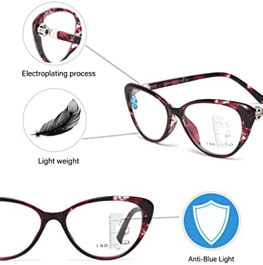 Yijia-young gato olho de olho progressivo de óculos de leitura multifocal para femininos Blocking Leitores de bloqueio
